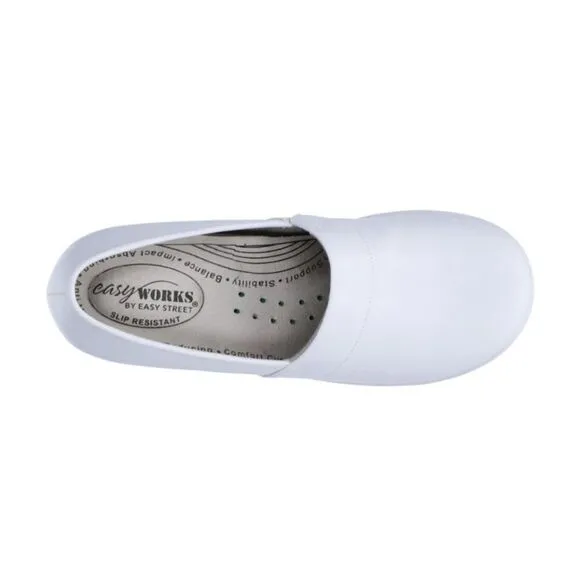 New Easy Works &quot;Laurie&quot; Removable anti-microbial foot 11w wide white Clog nurse