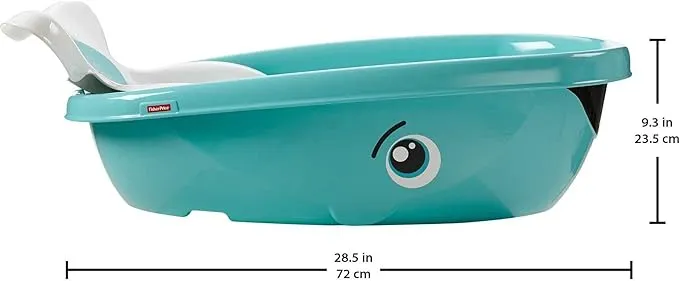 New Fisher-Price Baby to Toddler Bath Whale of a Tub with Removable Infant Seat and Drain Plug Retails $45 