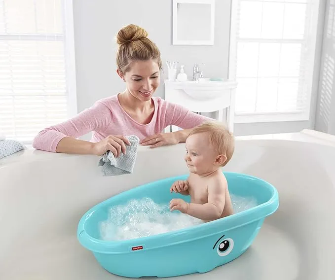 New Fisher-Price Baby to Toddler Bath Whale of a Tub with Removable Infant Seat and Drain Plug Retails $45 
