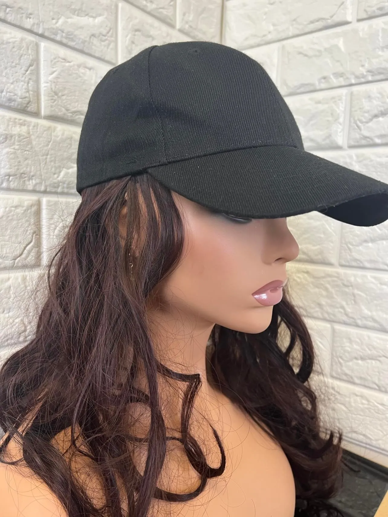 New Fortunenine Hat Wig Baseball Cap Wig Long Wavy Wig Hats with Hair for Women,Synthetic Curly Hair Extension Attached Adjustable Cap