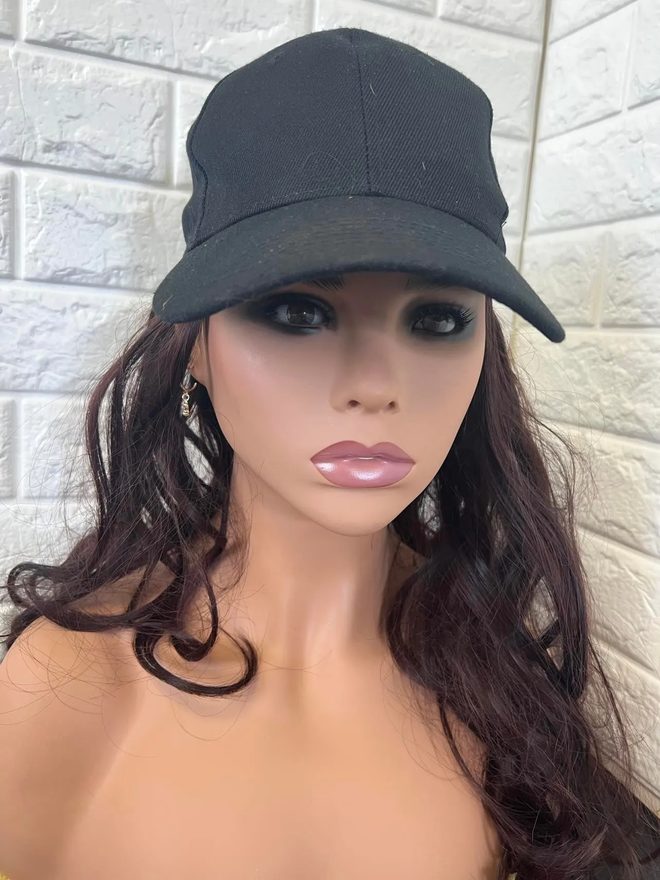 New Fortunenine Hat Wig Baseball Cap Wig Long Wavy Wig Hats with Hair for Women,Synthetic Curly Hair Extension Attached Adjustable Cap