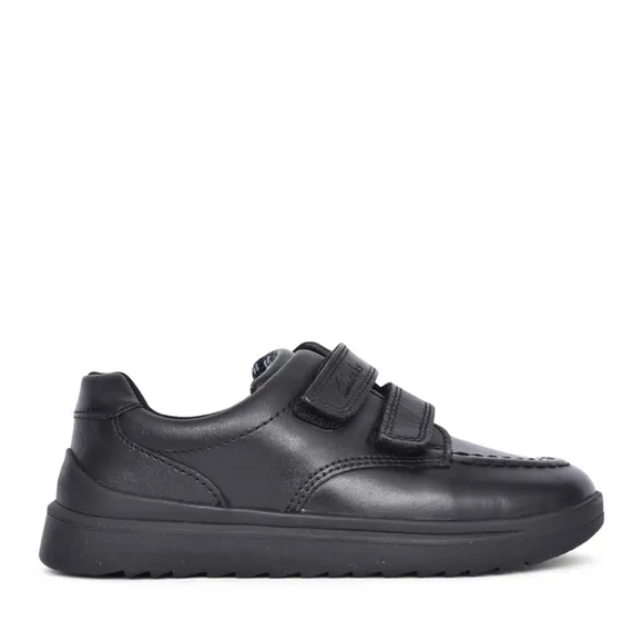 🆕NEW IN BOX Clarks WIDE Width Goal Style Black Leather Kids School Shoes