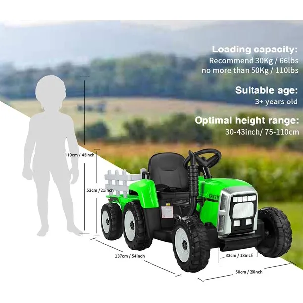 New in box! Metakoo Green 12 V Electric Tractor Powered Ride-On with Remote Control