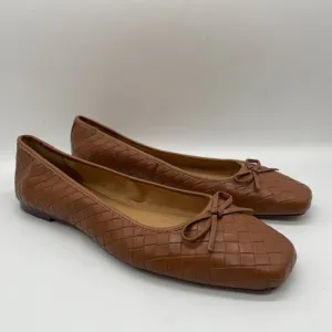 NEW J. Crew Factory Womens Brown Woven Ballet Flats Shoe Bows Sz 10.5 Square Toe