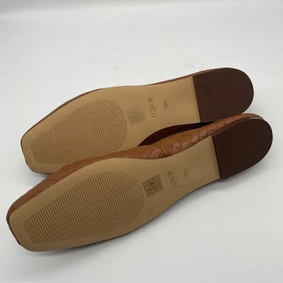 NEW J. Crew Factory Womens Brown Woven Ballet Flats Shoe Bows Sz 10.5 Square Toe