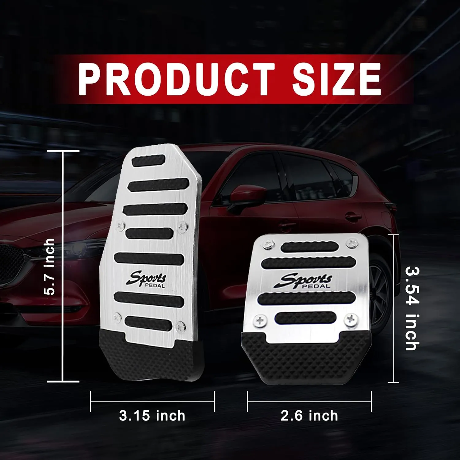 NEW jeseny 3 PCS Car Non-Slip Aluminum Alloy Pedal Pads, Manual/Automatic Gearbox Gas Pedal Brake Pedal Cover, Anti-rubbing Car Clutch Pedal Kits, Auto Universal Replacement Accessories (Silver)