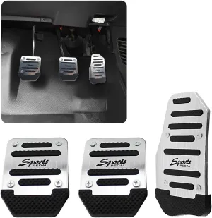 NEW jeseny 3 PCS Car Non-Slip Aluminum Alloy Pedal Pads, Manual/Automatic Gearbox Gas Pedal Brake Pedal Cover, Anti-rubbing Car Clutch Pedal Kits, Auto Universal Replacement Accessories (Silver)