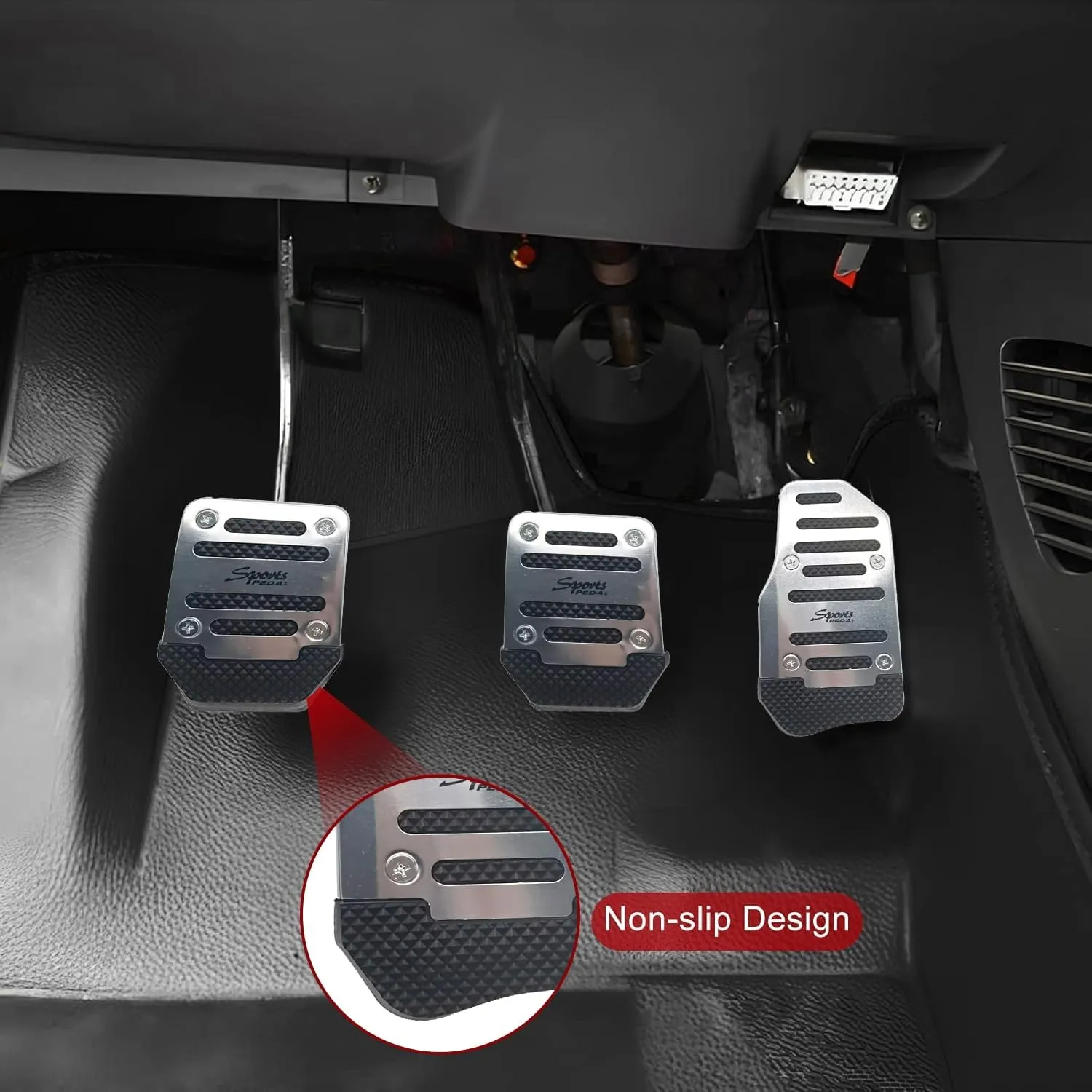 NEW jeseny 3 PCS Car Non-Slip Aluminum Alloy Pedal Pads, Manual/Automatic Gearbox Gas Pedal Brake Pedal Cover, Anti-rubbing Car Clutch Pedal Kits, Auto Universal Replacement Accessories (Silver)