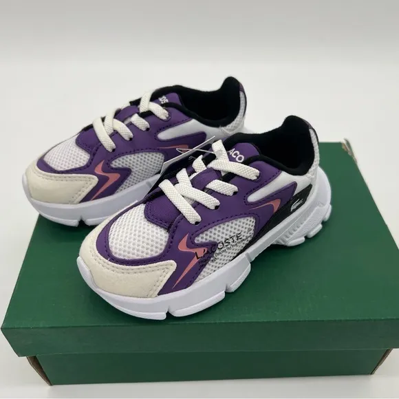 NEW Lacoste Kids Pink/Purple/White 7.5T Sneakers