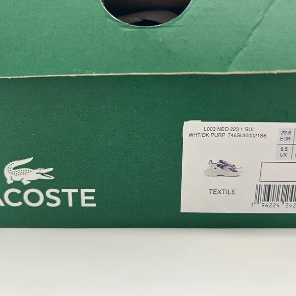 NEW Lacoste Kids Pink/Purple/White 7.5T Sneakers