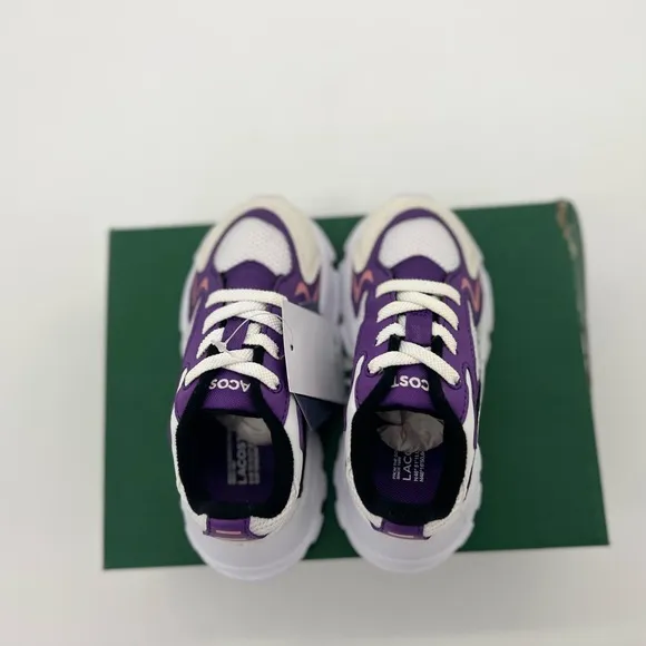 NEW Lacoste Kids Pink/Purple/White 7.5T Sneakers
