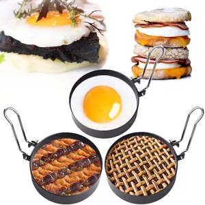 New Set of 3 Non-Stick Stainless Steel Egg Rings! Great for Eggs, Pancakes, Burgers, Mcmuffins etc!