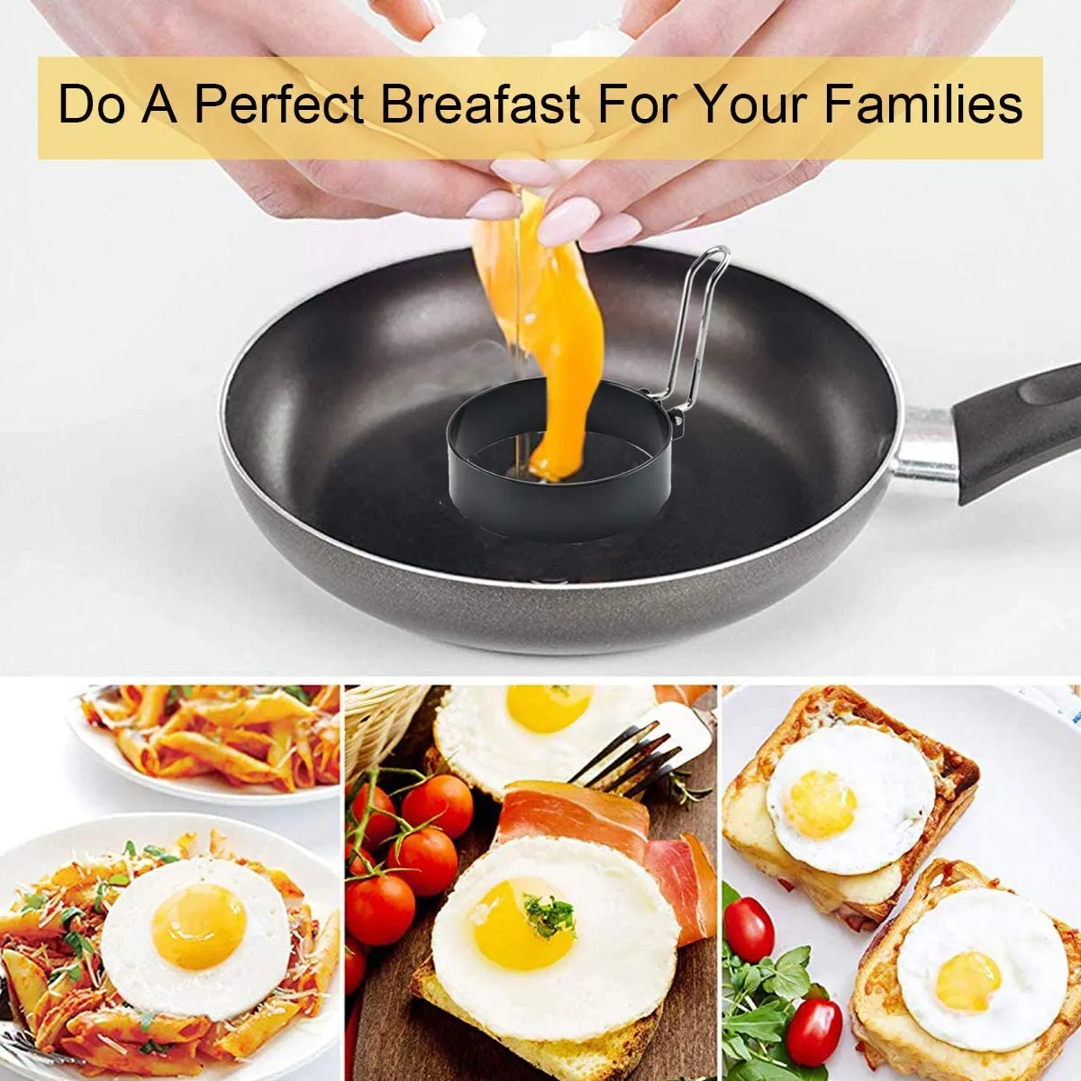 New Set of 3 Non-Stick Stainless Steel Egg Rings! Great for Eggs, Pancakes, Burgers, Mcmuffins etc!