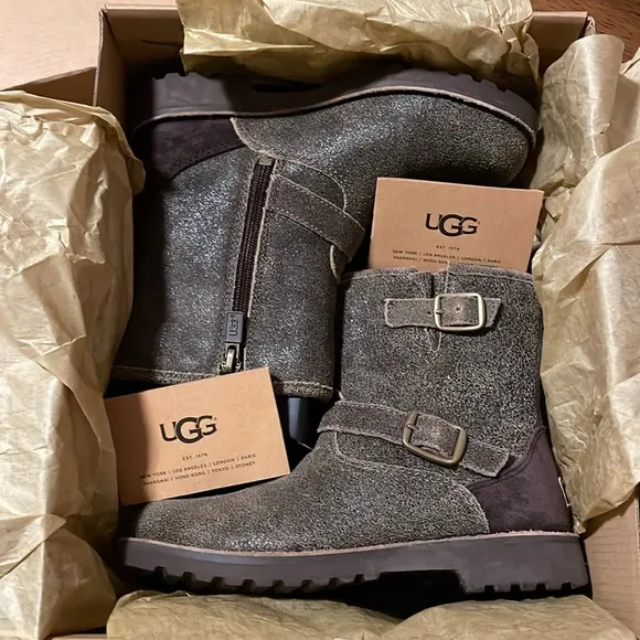 New Ugg Shoes NWT Ugg Little Kid Harwell Bomber Boots - Size 1 | Color: Brown