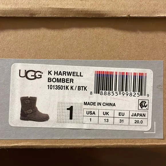 New Ugg Shoes NWT Ugg Little Kid Harwell Bomber Boots - Size 1 | Color: Brown