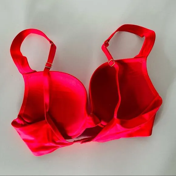 NEW VS VICTORIAS SECRET Hot Neon Pink Charm Plunge Underwire Padded Bra 34C