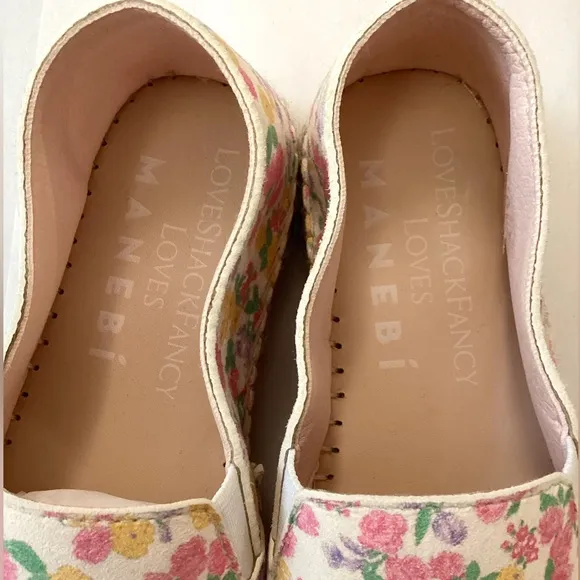 NIB Loveshackfancy x Manebi Girls Floral Suede Platforms Fruit Punch Size 12.5