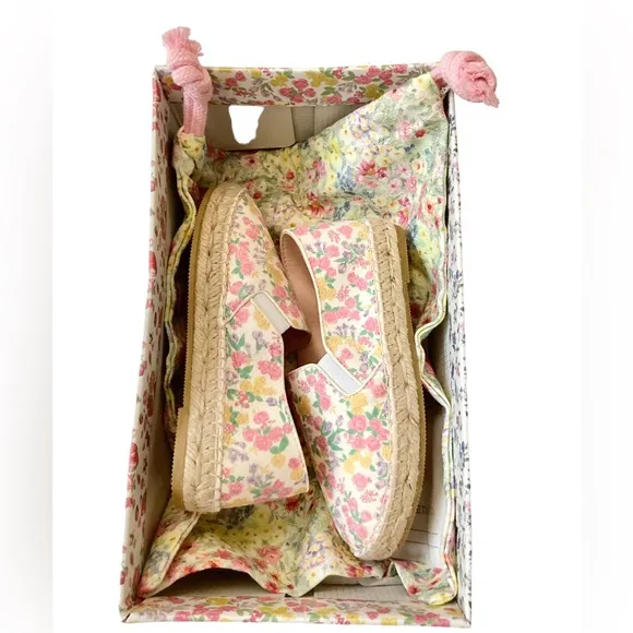 NIB Loveshackfancy x Manebi Girls Floral Suede Platforms Fruit Punch Size 12.5