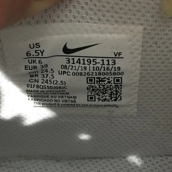 Nike Air Force 1 White Sneakers Size 6.5Y - Streetwear, Classic, Sporty