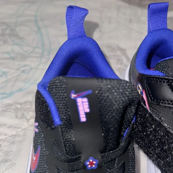 Nike Black and Blue Sneakers with Mesh Upper