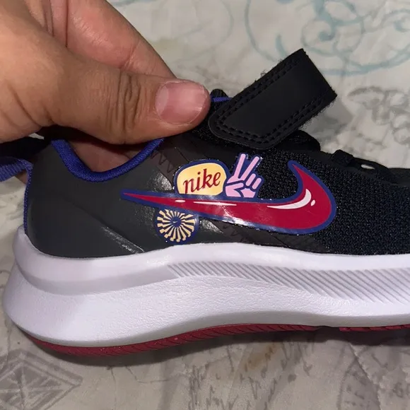 Nike Black and Blue Sneakers with Mesh Upper