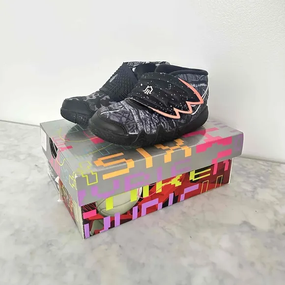 Nike Kybrid S2 Kids High Top Sneakers Velcro Strap Graphic Print Black Size 10C