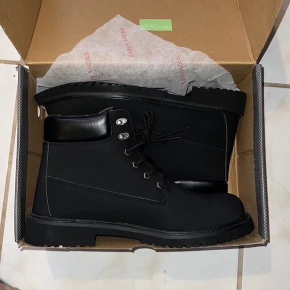 Nolin Shield Mens Sz 13 Work Boots Black Steel-toed Lace Up High Top Block Heel