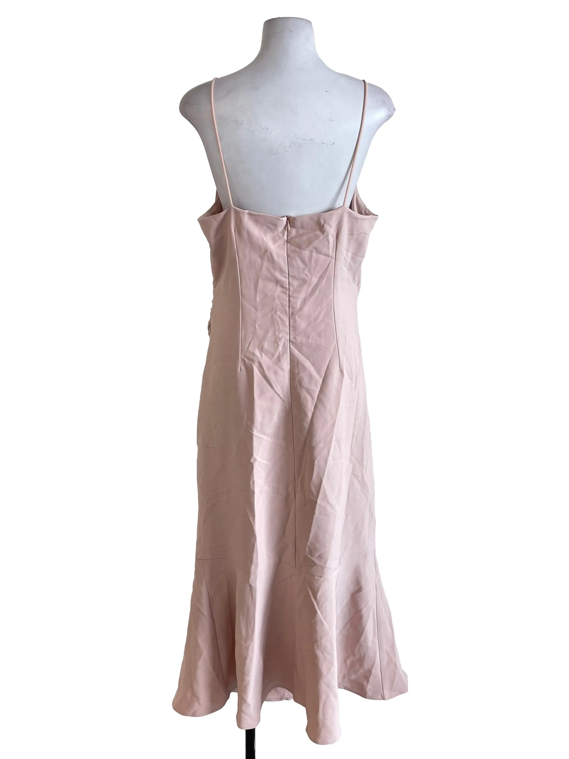 Nude Beige Draped Sheath Dress