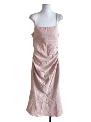 Nude Beige Draped Sheath Dress