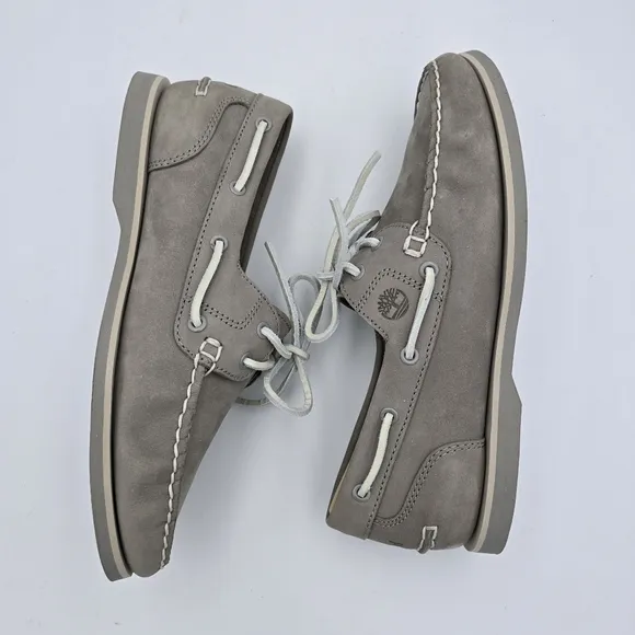 NWOT Timberland Women's Classic Leather Boat Shoes/Loafers, Grey, Size 8