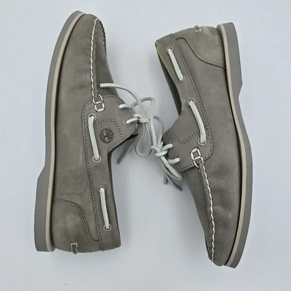 NWOT Timberland Women's Classic Leather Boat Shoes/Loafers, Grey, Size 8