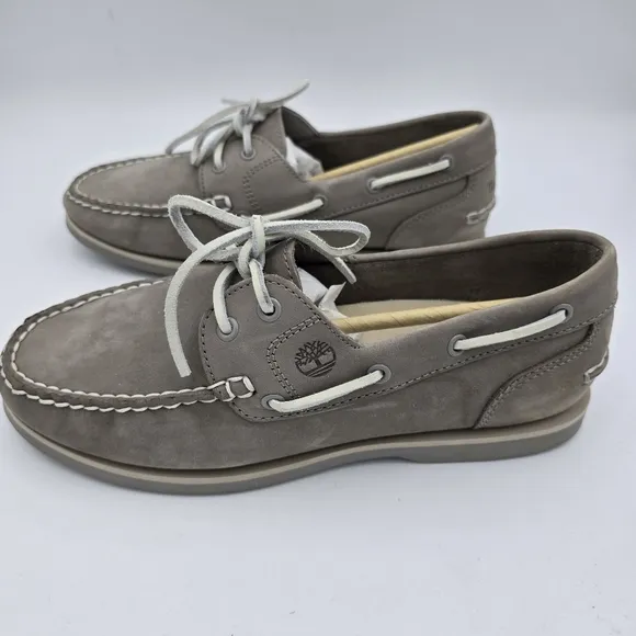 NWOT Timberland Women's Classic Leather Boat Shoes/Loafers, Grey, Size 8