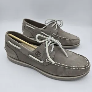 NWOT Timberland Women's Classic Leather Boat Shoes/Loafers, Grey, Size 8