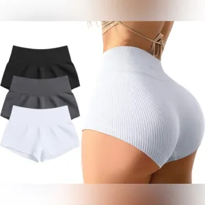 NWT 3 Piece Yoga Shorts Sexy High Waist Booty Stretch