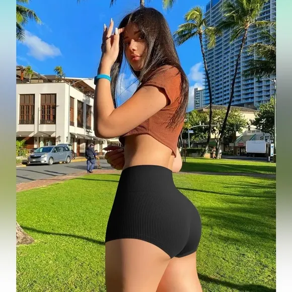 NWT 3 Piece Yoga Shorts Sexy High Waist Booty Stretch