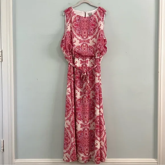 NWT Chico’s Summer Shine Metallic Printed White Maxi Dress