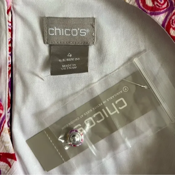 NWT Chico’s Summer Shine Metallic Printed White Maxi Dress