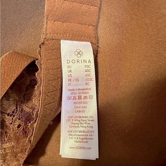 NWT Dorina Tone-On-Tone Isabelle Nude Underwire T-Shirt Bra in Medium Size 40C