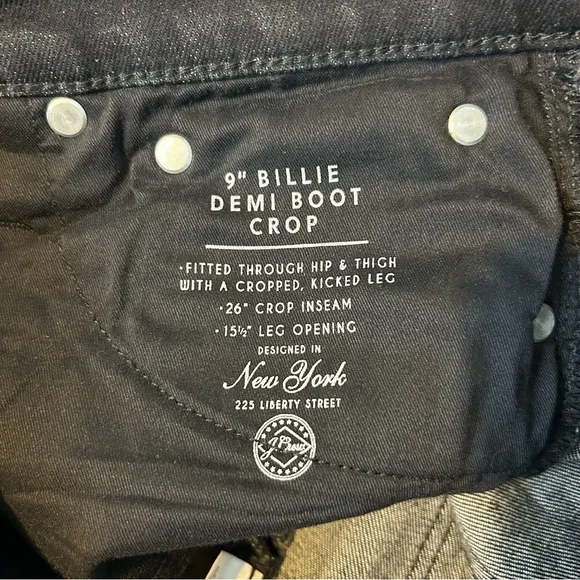 NWT J. Crew 9&quot; Billie Denim Boot Crop Black Charcoal Button Fly Jeans Size 26
