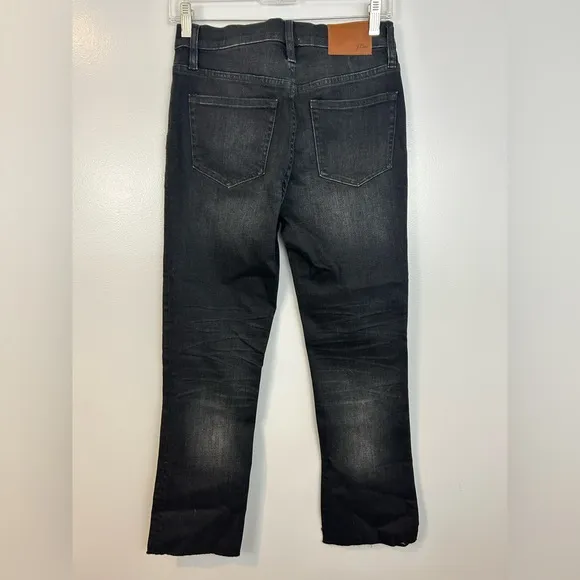 NWT J. Crew 9&quot; Billie Denim Boot Crop Black Charcoal Button Fly Jeans Size 26