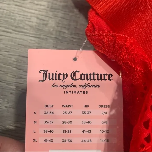 NWT Juicy Couture Red Sexy Christmas Lace Bodysuit Lingerie
