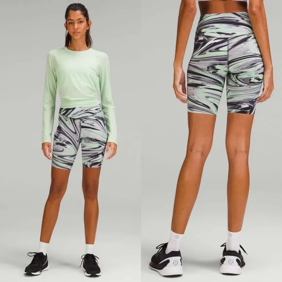 NWT Lululemon Base Pace High-Rise Short 8&quot; Paint Glide Warp Multi Size 8 W7CF8S