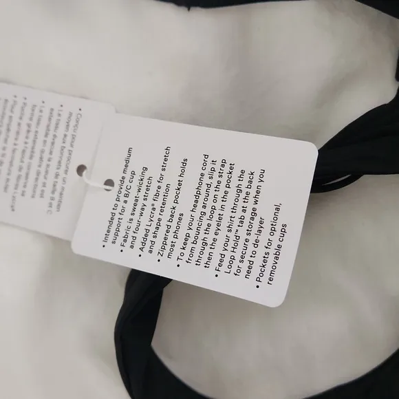 NWT Lululemon Stash It Bra, Black, Size 6