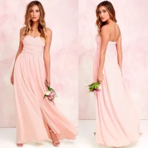 NWT Lulu’s Moonlight Serenade Peach Strapless Maxi Dress w/ Slit