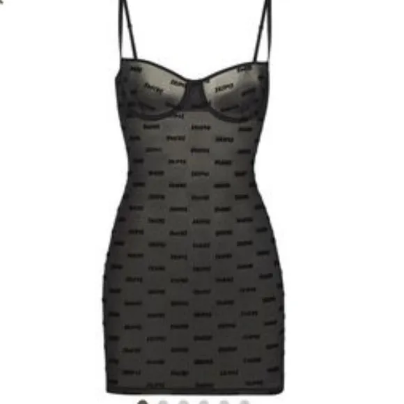 NWT! SKIMS After Hours Slip Dress ONYX Black / XX-Small