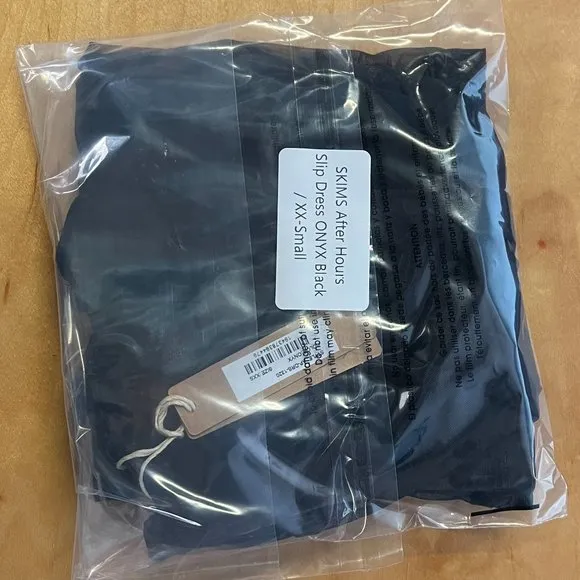 NWT! SKIMS After Hours Slip Dress ONYX Black / XX-Small