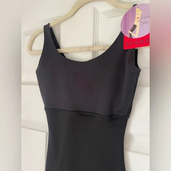 NWT Spanx black slip suit slimming top bottom S
