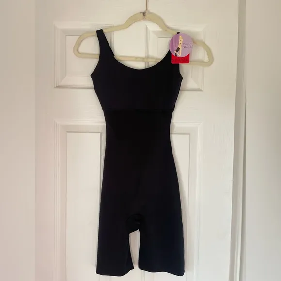 NWT Spanx black slip suit slimming top bottom S
