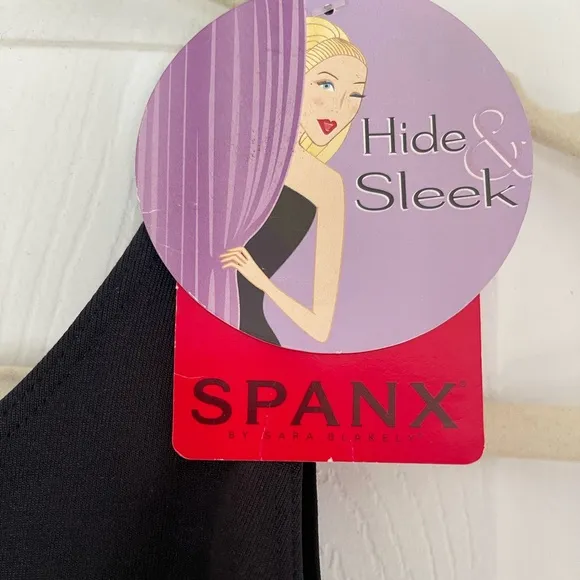 NWT Spanx black slip suit slimming top bottom S