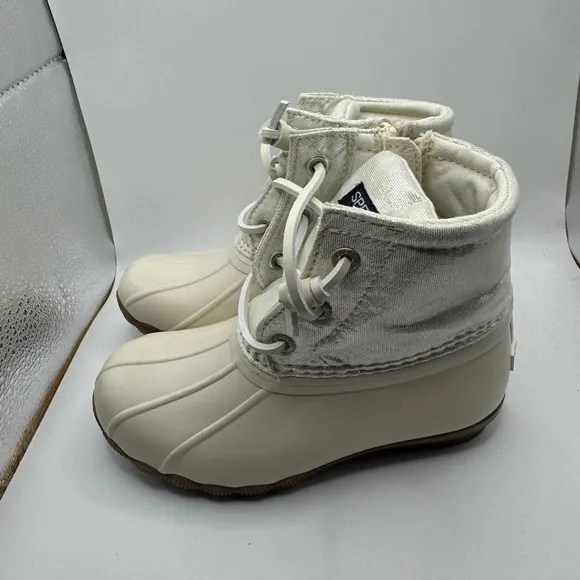 NWT Sperry Toddler Girl 10M Cream Waterproof Rain &amp; Snow Boots